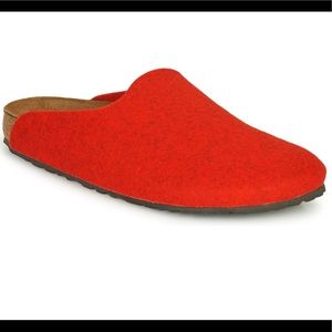 Birkenstock Red Felt Clogs